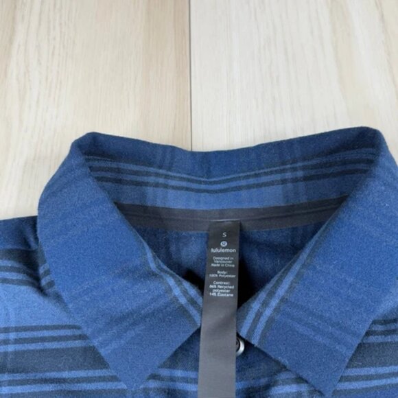 Lululemon Masons Peak Flannel Shirt Mens S Small Blue Long Sleeve Button Up - Picture 5 of 11